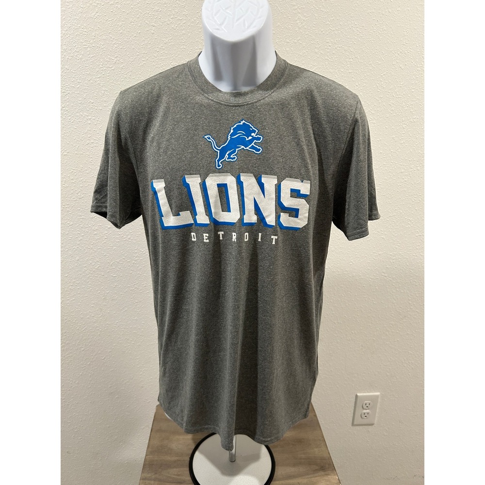 NFL Team Apparel Detroit Lions Graphic T-Shirt Mens Small Gray Short Sleeve